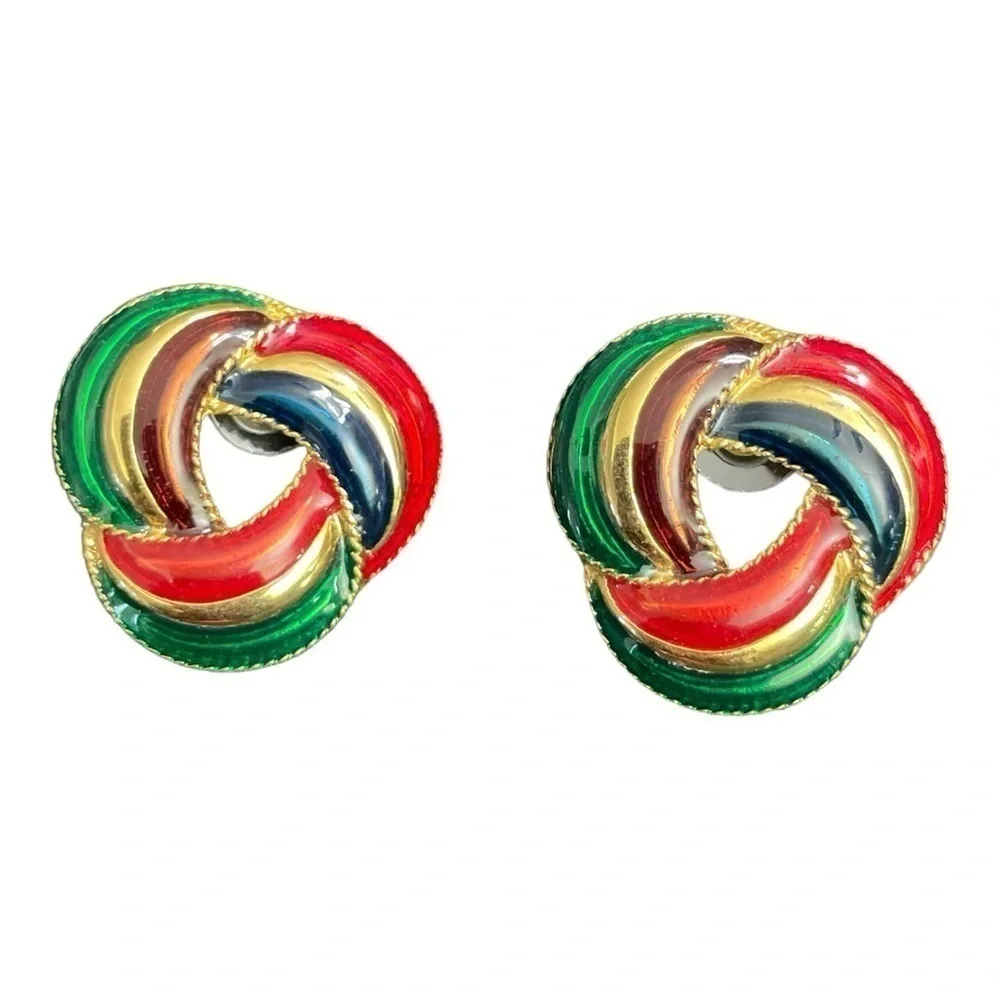 Vintage Love Knot multi colors Pierced Earrings